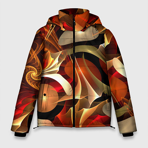 Мужская зимняя куртка Абстрактные цифровые спирали / 3D-Красный – фото 1