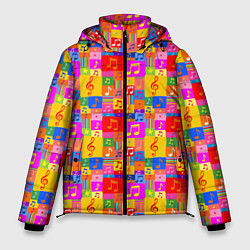 Куртка зимняя мужская Красочные Музыкальные Ноты, цвет: 3D-красный
