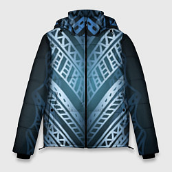 Куртка зимняя мужская Неоновый абстрактный узор Синий и голубой неон на, цвет: 3D-черный