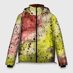 Куртка зимняя мужская Абстракция Гранж Желтый и бордовый, цвет: 3D-красный