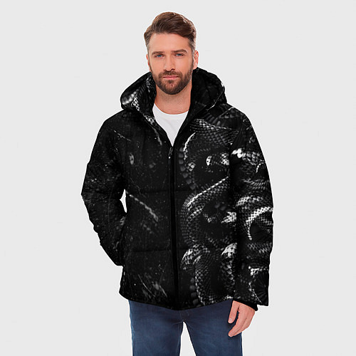 Мужская зимняя куртка Змеиный Паттерн Snake Black / 3D-Черный – фото 3
