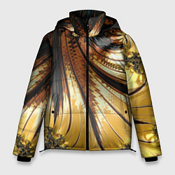 Куртка зимняя мужская Черный с золотым фрактал Абстракция, цвет: 3D-светло-серый