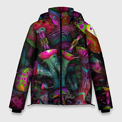 Куртка зимняя мужская Вот такие грибочки Pattern Психоделика, цвет: 3D-красный