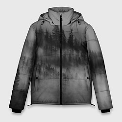 Куртка зимняя мужская Туманный лес - природа, цвет: 3D-черный
