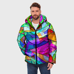 Куртка зимняя мужская Геометрический паттерн Абстракция, цвет: 3D-красный — фото 2