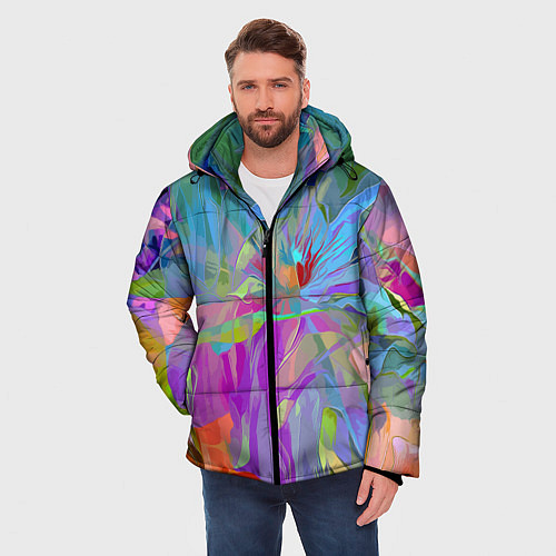 Мужская зимняя куртка Abstract color pattern Summer 2022 / 3D-Светло-серый – фото 3