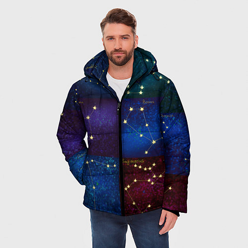 Мужская зимняя куртка Созвездия Северного полушария летом / 3D-Черный – фото 3