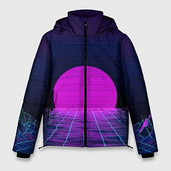 Мужская зимняя куртка Закат розового солнца Vaporwave Психоделика