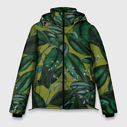 Куртка зимняя мужская Цветы Тёмная Листва, цвет: 3D-красный