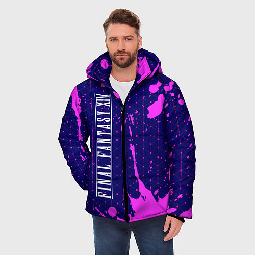 Мужская зимняя куртка FINAL FANTASY XIV Краска Вертикально / 3D-Черный – фото 3