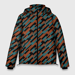Куртка зимняя мужская Разноцветные прямоугольники абстракция, цвет: 3D-черный