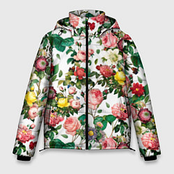 Куртка зимняя мужская Узор из летних роз Summer Roses Pattern, цвет: 3D-черный