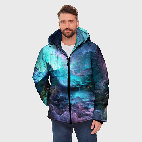 Мужская зимняя куртка Разноцветные тучи / 3D-Красный – фото 3