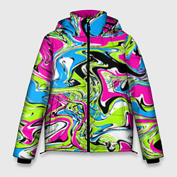 Мужская зимняя куртка Абстрактные мраморные разводы в ярких цветах Поп а