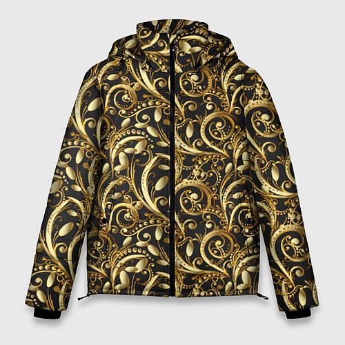 Мужская зимняя куртка Золотистые узоры / 3D-Красный – фото 1