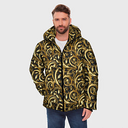 Куртка зимняя мужская Золотистые узоры, цвет: 3D-красный — фото 2