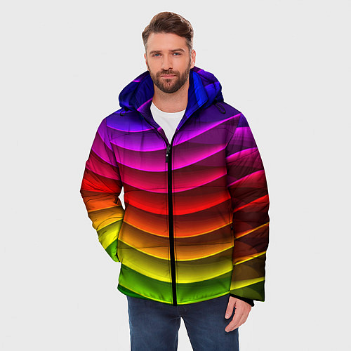 Мужская зимняя куртка Color line neon pattern Abstraction Summer 2023 / 3D-Светло-серый – фото 3