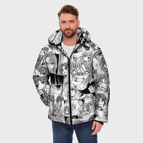 Мужская зимняя куртка Когда плачут цикады pattern / 3D-Черный – фото 3
