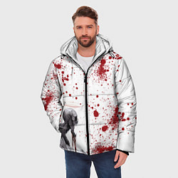 Куртка зимняя мужская Смерти подобно - кричит и кровь изо рта, цвет: 3D-красный — фото 2