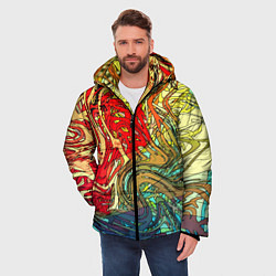 Куртка зимняя мужская Хаотичные линии Abstract pattern, цвет: 3D-красный — фото 2