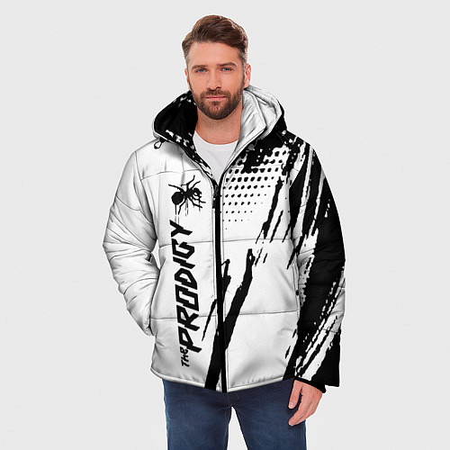 Мужская зимняя куртка The prodigy - логотип / 3D-Черный – фото 3