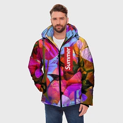 Куртка зимняя мужская Красочный летний цветочный паттерн Summer color pa, цвет: 3D-светло-серый — фото 2