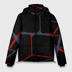 Мужская зимняя куртка Геометрические линии сине-красные