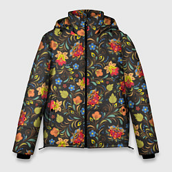 Куртка зимняя мужская Хохломские цветочки, цвет: 3D-светло-серый