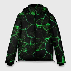 Куртка зимняя мужская Абстракция - Черно-зеленый фон - дым, цвет: 3D-черный