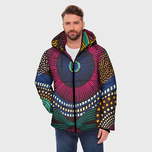 Мужская зимняя куртка Африка Орнамент / 3D-Черный – фото 3