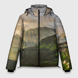 Куртка зимняя мужская Горы, лес, небо, цвет: 3D-черный