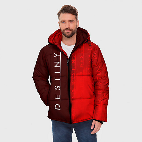 Мужская зимняя куртка ДЕСТИНИ 2 в красных тонах и паттерном на фоне / 3D-Черный – фото 3