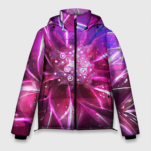 Мужская зимняя куртка Неоновый Цветок Neon Flower / 3D-Красный – фото 1