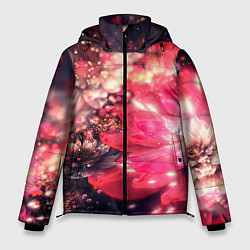 Куртка зимняя мужская Нежные цветы и блестки, цвет: 3D-красный