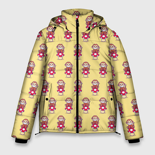 Мужская зимняя куртка Обезьянка на грибе / 3D-Красный – фото 1