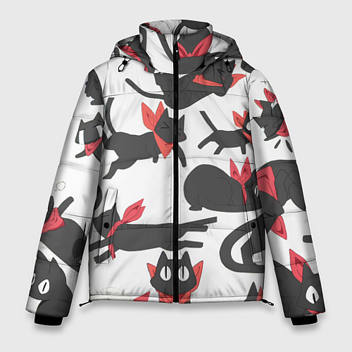 Мужская зимняя куртка Котики - арт / 3D-Красный – фото 1