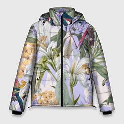 Мужская зимняя куртка Цветы Фиолетовые Дикие Джунгли