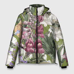 Куртка зимняя мужская Цветы Ностальгический Весенний Узор, цвет: 3D-черный
