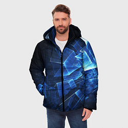 Куртка зимняя мужская Abstract geometric Прозрачные синие голографически, цвет: 3D-черный — фото 2