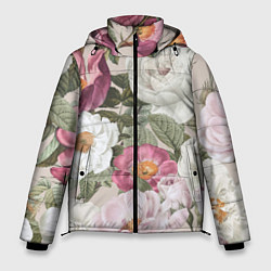 Мужская зимняя куртка Цветы Розовый Сад Пион и Роз