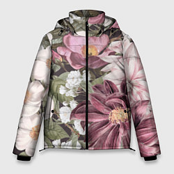 Мужская зимняя куртка Цветы Красивый Цветочный Букет Георгин