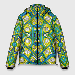 Мужская зимняя куртка Абстракция Разноцветный калейдоскоп, черные линии