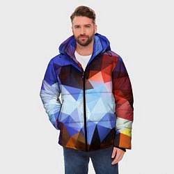 Куртка зимняя мужская Абстрактный цветной узор из треугольников Abstract, цвет: 3D-красный — фото 2