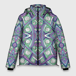Мужская зимняя куртка Абстрактный разноцветный принт в дудл стиле
