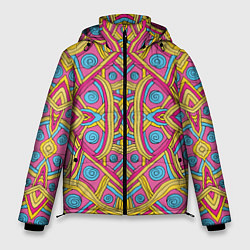 Мужская зимняя куртка Разноцветный и яркий узор в дудл стиле
