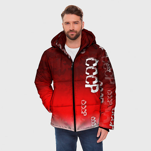 Мужская зимняя куртка Принт с надписью СССР / 3D-Красный – фото 3