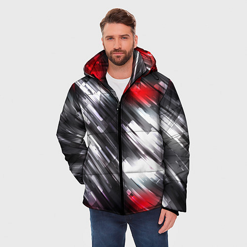 Мужская зимняя куртка NEON abstract pattern неоновая абстракция / 3D-Черный – фото 3