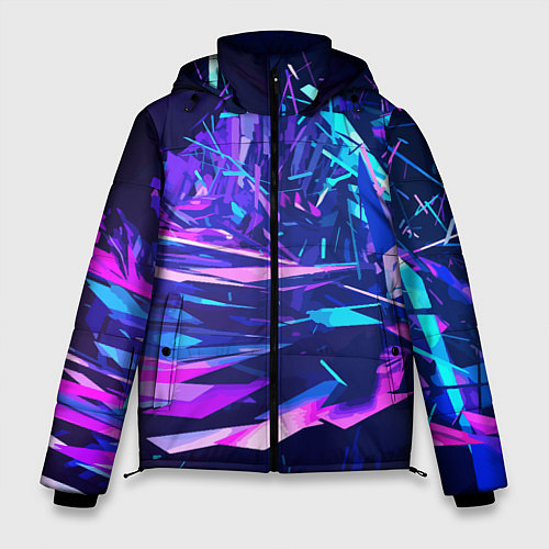 Мужская зимняя куртка Абстрактная неоновая композиция Abstract neon comp / 3D-Красный – фото 1
