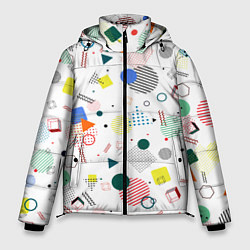 Куртка зимняя мужская MULTICOLORED GEOMETRIC SHAPES, цвет: 3D-светло-серый