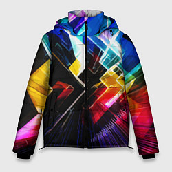 Мужская зимняя куртка Неоновая молния Абстракция Neon Lightning Abstract